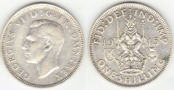 1945 Great Britain silver Shilling A002022 - Click Image to Close